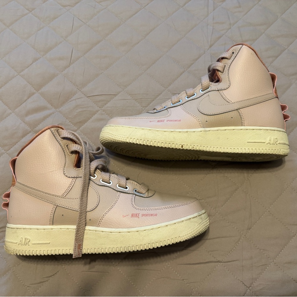 Nike Pink and Cream High-Top Sneakers